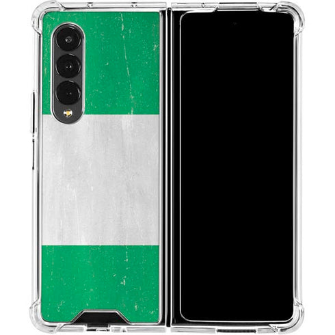 Nigeria Flag Distressed Galaxy Z Fold4 5G Clear Case